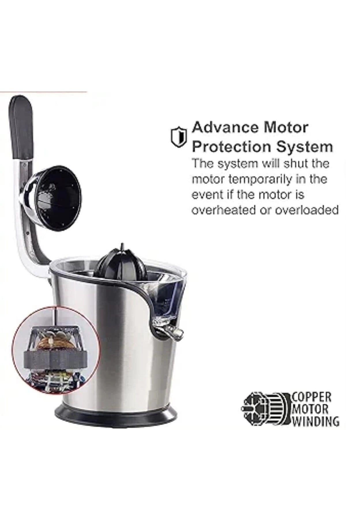 Heavy Duty Citrus Juicer - Copper Motor 2 Cones