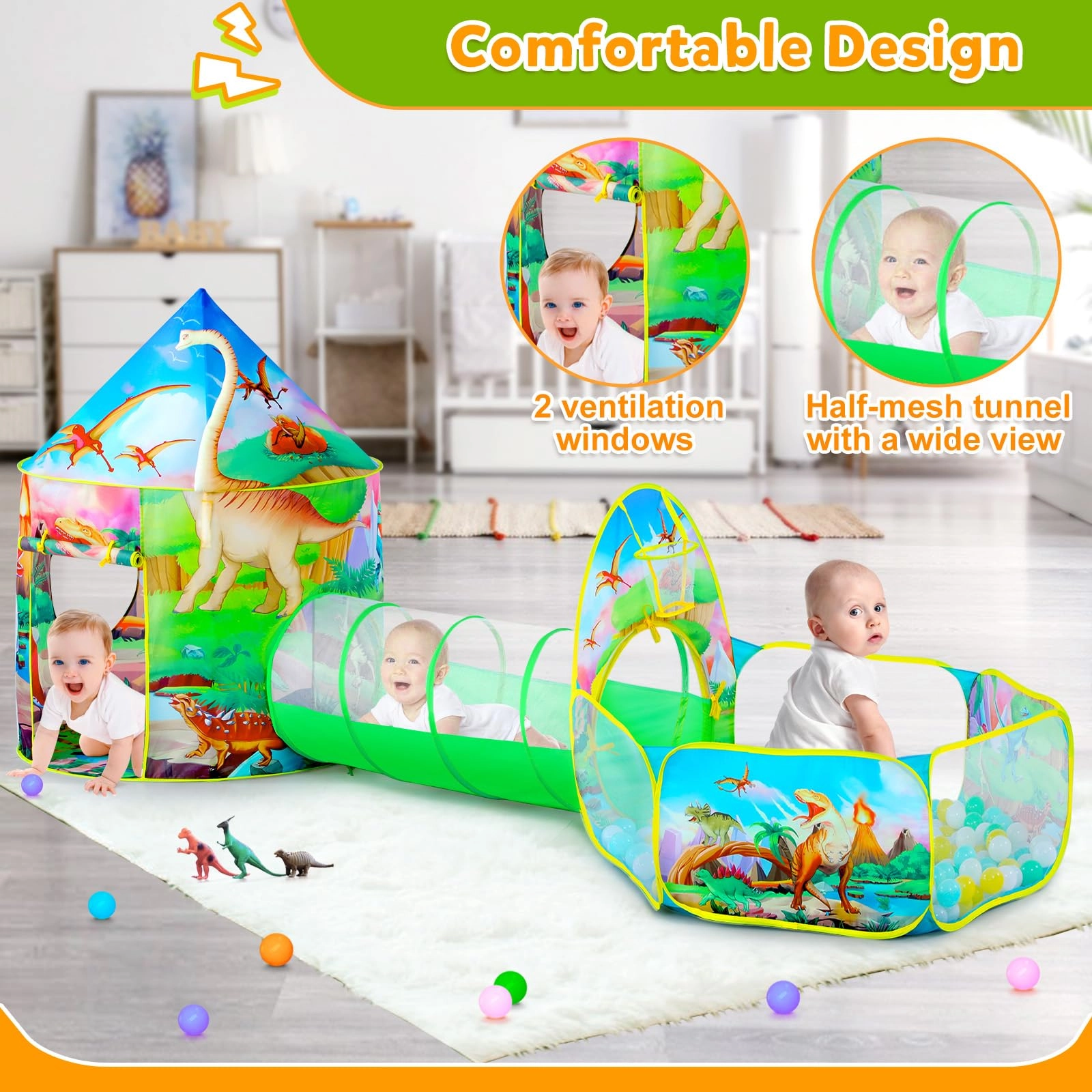 Play Tent + Ball Pit + Crawl Tunnel