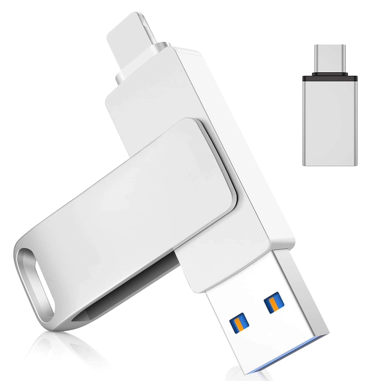 APKLVSR 3-in-1 USB Stick - USB 3.0 Lightning USB-C Micro USB 128 GB