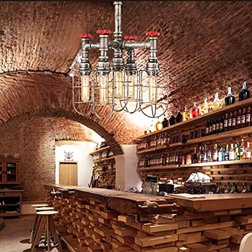 American Country Creative Chandeliers - E27 5 Heads Vintage silver gray