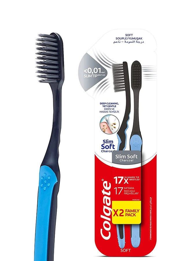 Slim Soft Toothbrush - Charcoal 2-Piece Pack