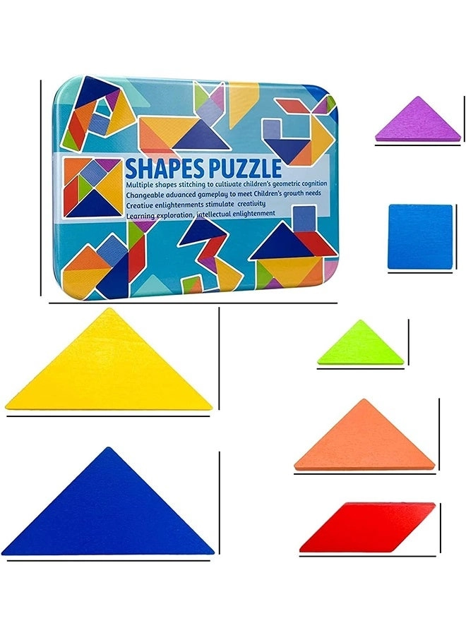 Tangram Pattern Puzzles - Wooden 60 Design Cards 120 Pattern Jigsaw Puzzle