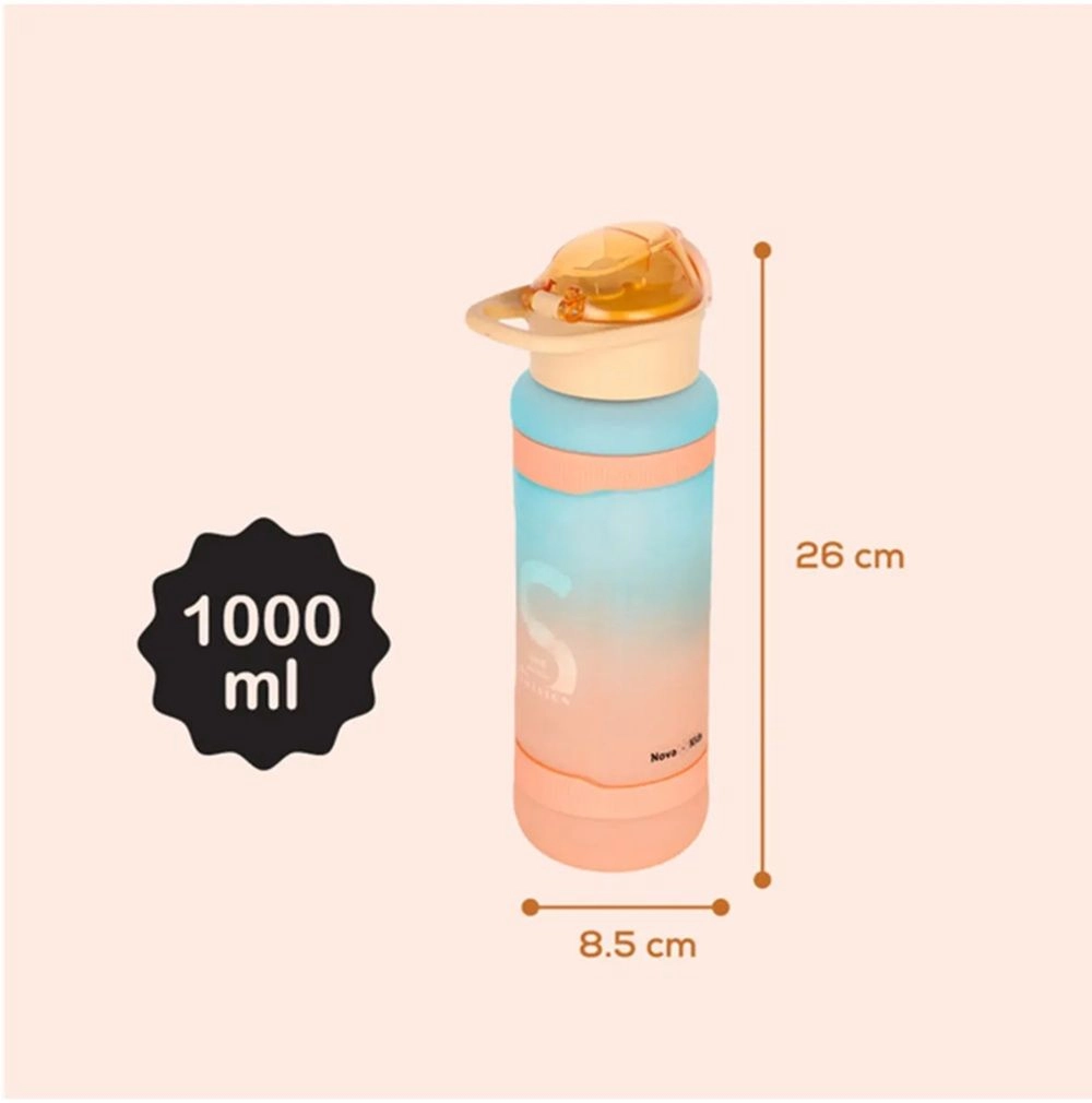 Water Bottle With Straw 1000 ml