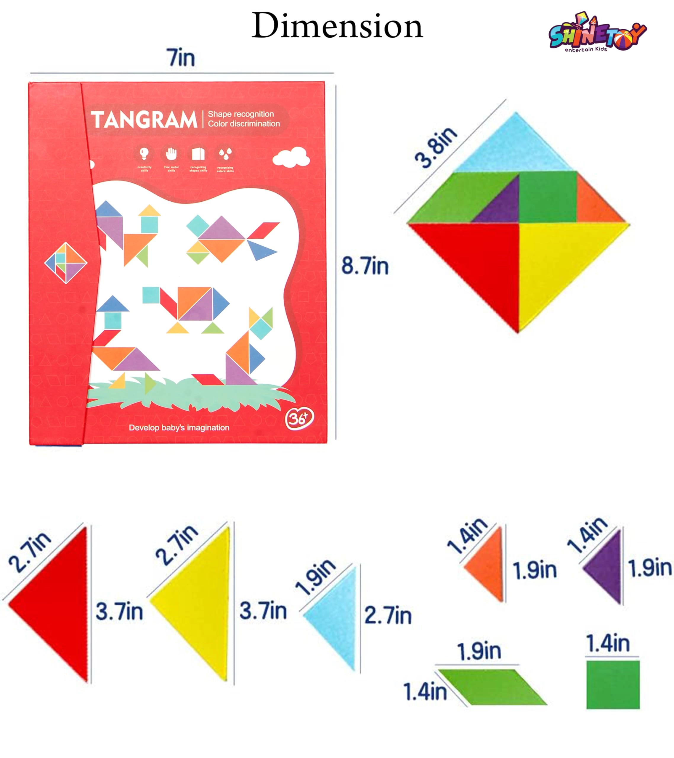 Magnetic Tangram - Birch Wood Multicolor