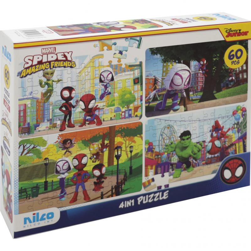 NILCO Spidey and The Amazing Friends 4 in 1 Puzzle (22683) - 60 pcs