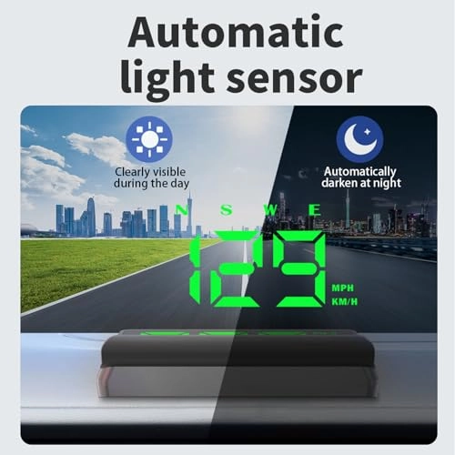 HUD Display - GPS Speedometer Ambient Light Sensor Plug and Play