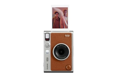 Instax Mini EVO - Brown + Instax Mini Instant Film Sheets - 60 Sheets + microSD Memory Card - 32GB + Small Padded Carrying Case + SD Card Reader + Microfiber Cleaning Cloth