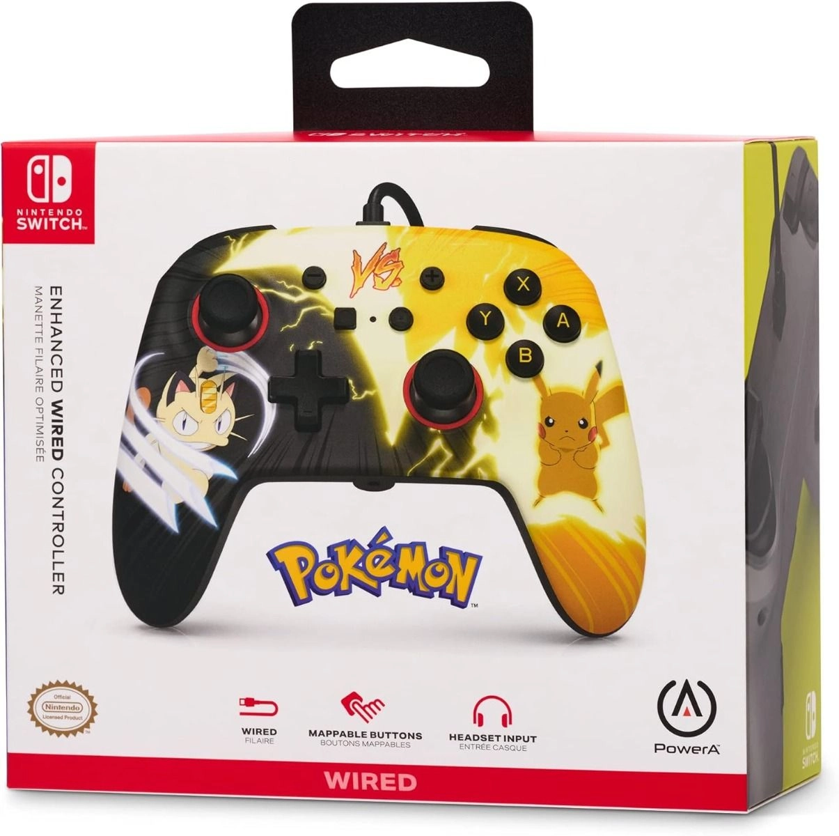 Nintendo Switch Enhanced Wired Controller Pikachu vs. Meowth