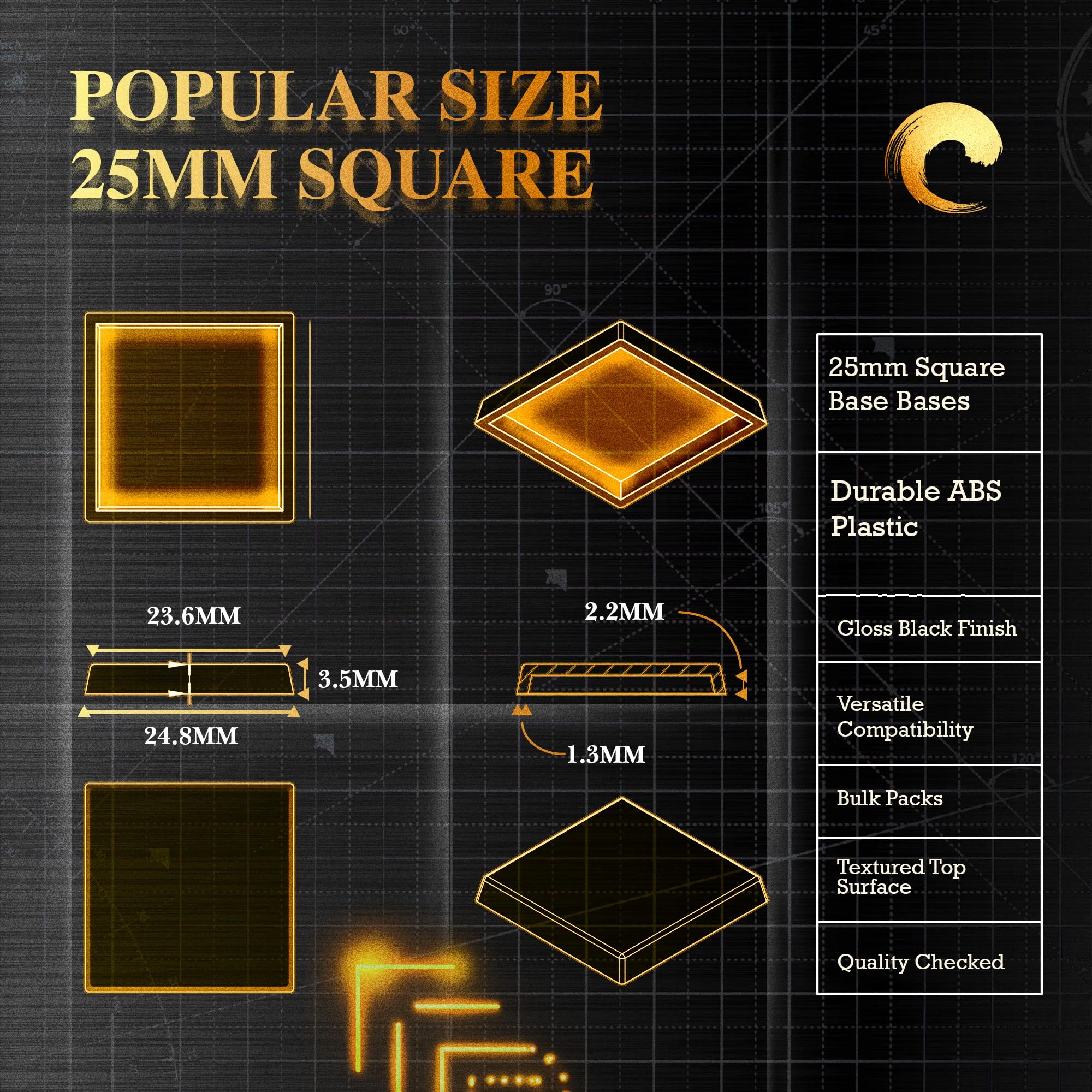 Square Wargaming Bases - 10 pcs