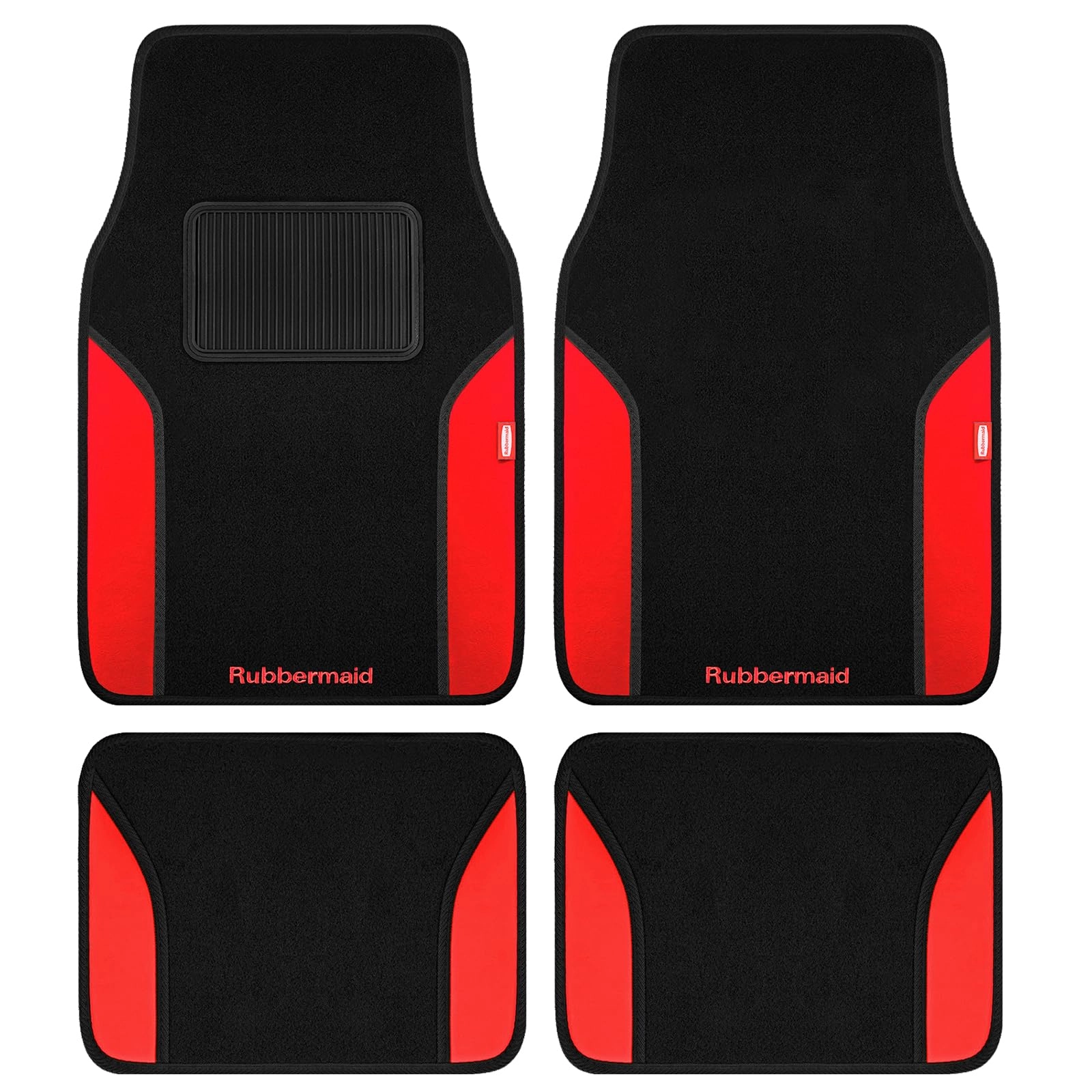 Road Comforts Carpeted Floor Car Mat - Red Universal Fit Built-in Heel Pad