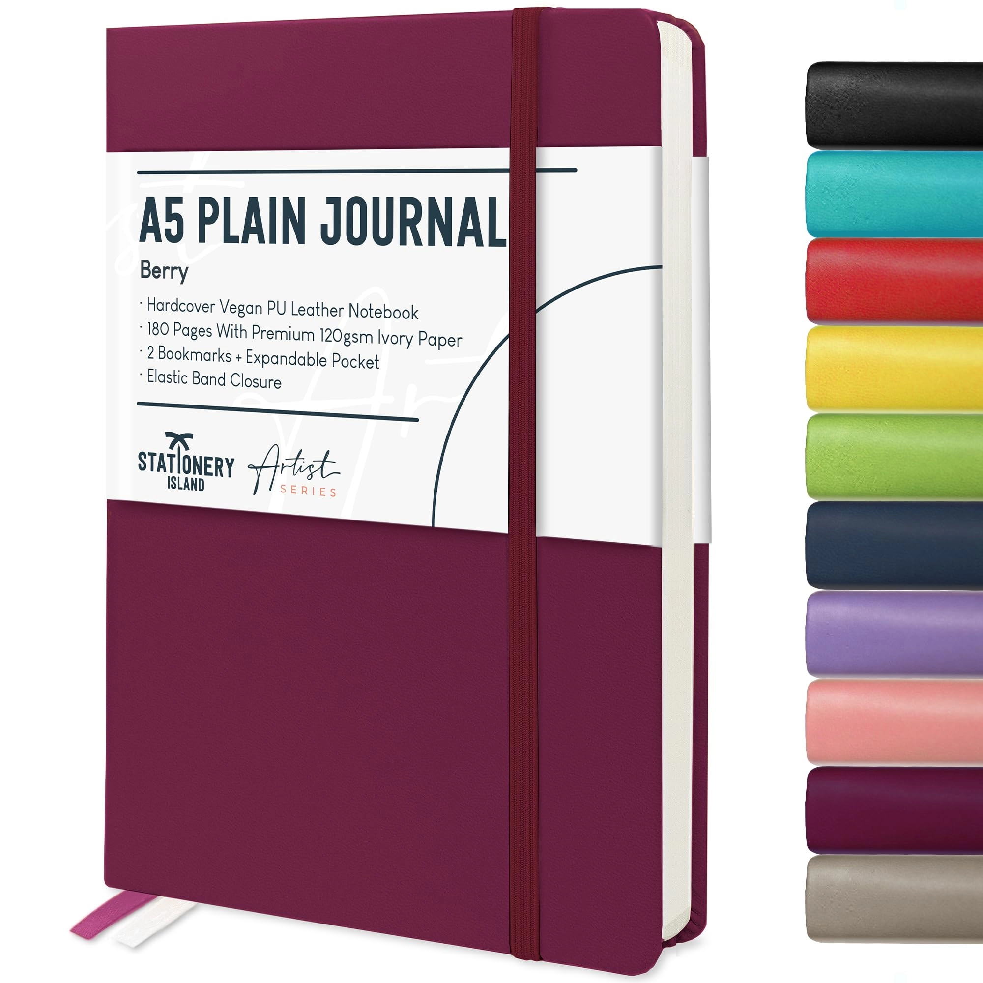 stationery island Plain Notebook A5 Hardcover - Blank 180 Pages