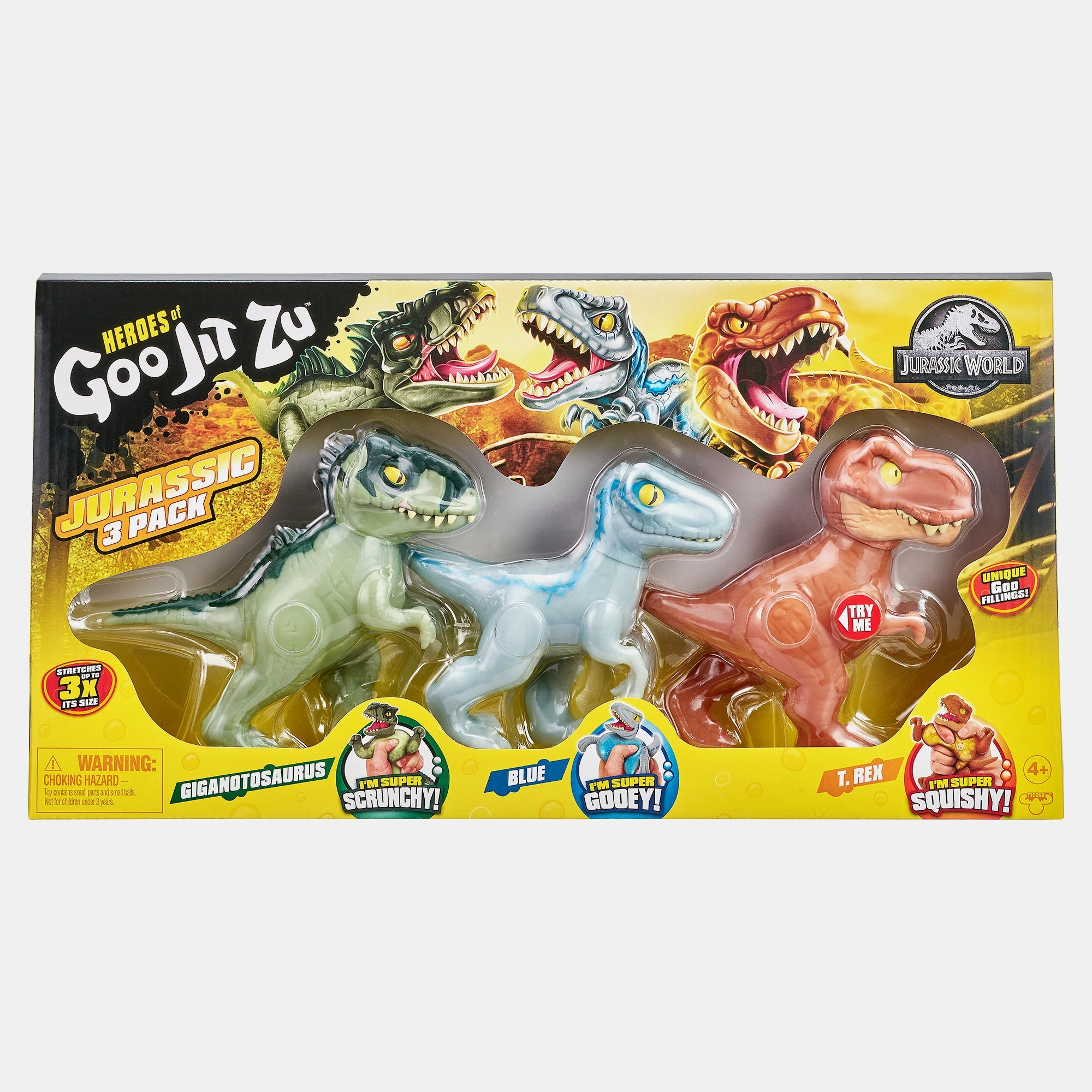 Moose Toys T. Rex + Blue + Giganotosaurus - Jurassic World - Goo Jit Zu S3