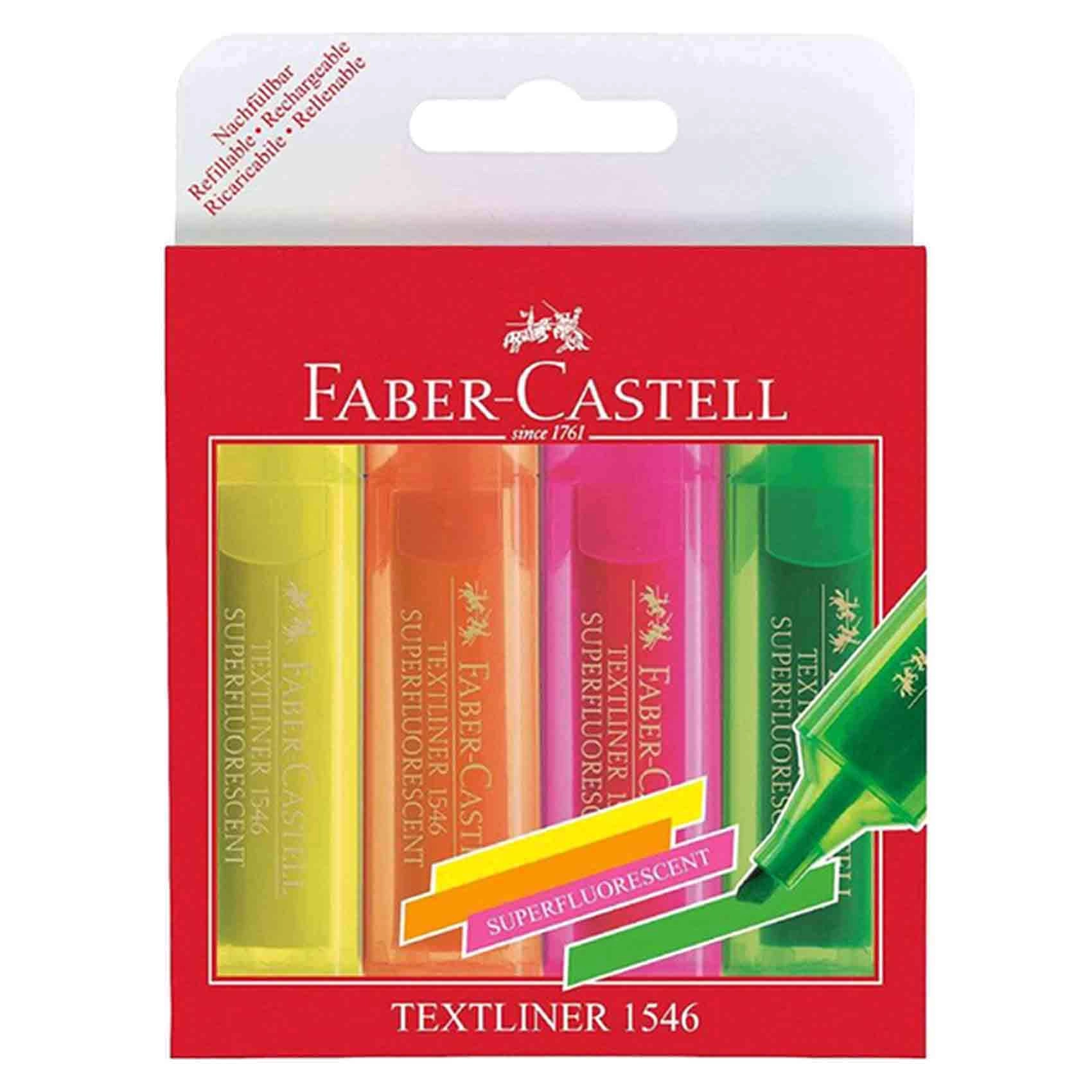 Faber-Castell TextLiner 1546 - Flo Green Flo Orange Flo Pink Flo Yellow Chisel Tip