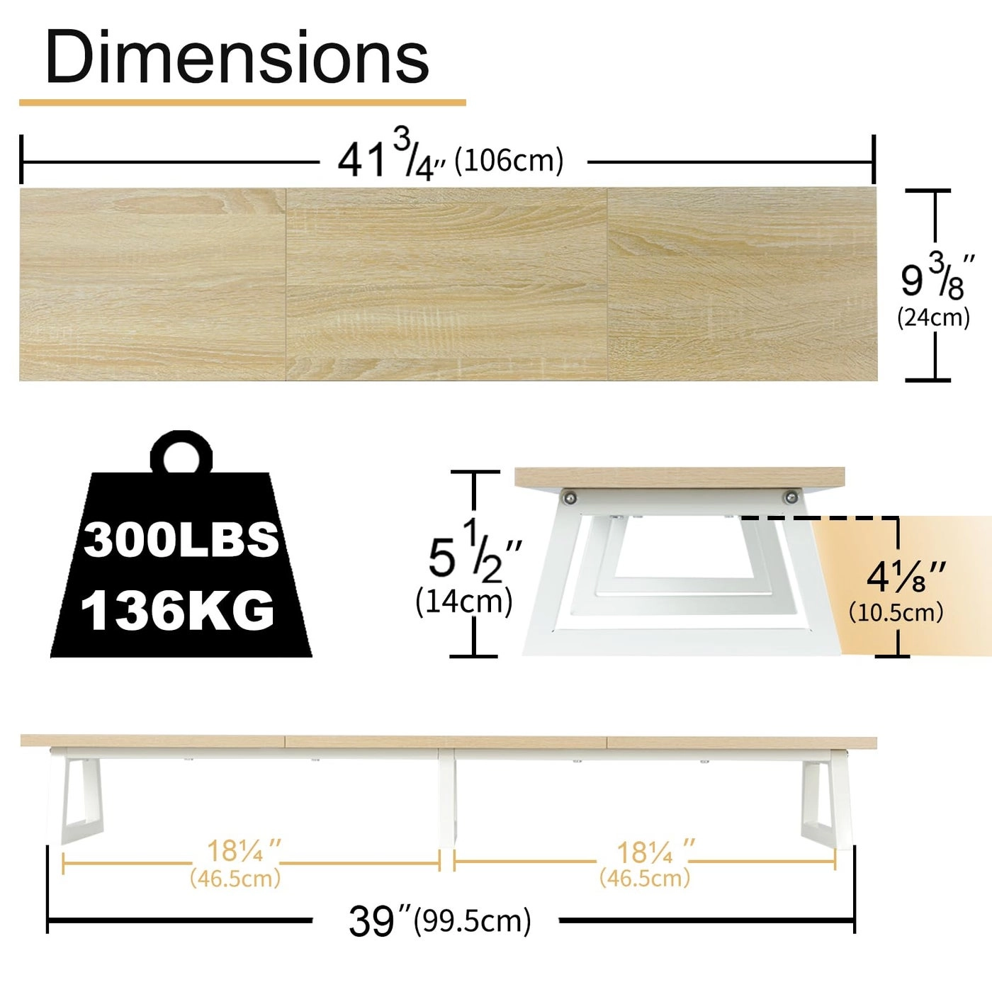 Dual Monitor Stand Riser - 2 Monitors 37 inch
