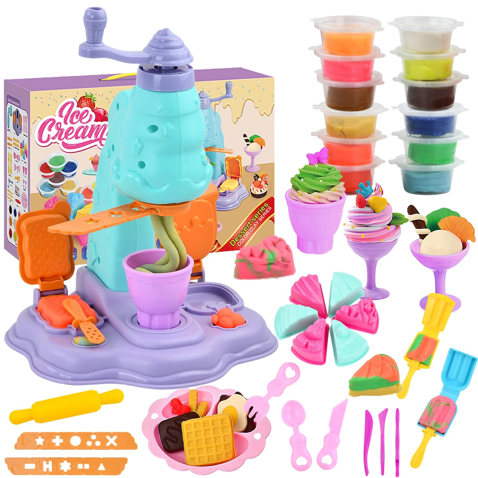 Aohyue Modelling dough & tool set - 3+ years 12 colors 30 pcs