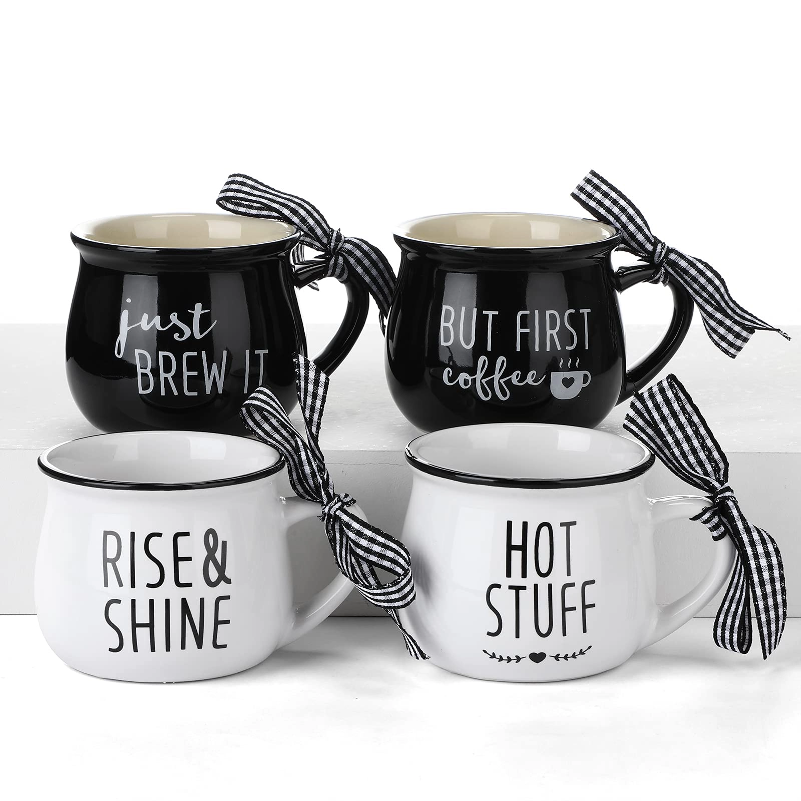 Mini Espresso Cup - 4 pcs Letter Print 150 ml