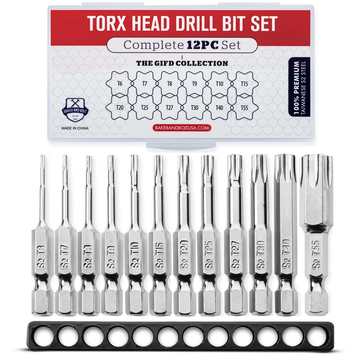 Torx Head Drill Bit Set - S2 steel 12pc