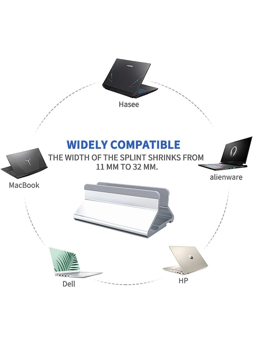 Aluminum Vertical Laptop Stand - Adjustable Space-Saving