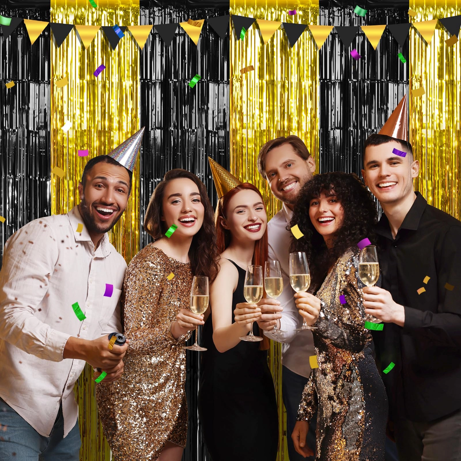 Foil Fringe Curtain - 3 Birthday Graduation Prom Wedding Pack
