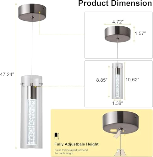 Modern Crystal Chandelier - 6000K Dimmable