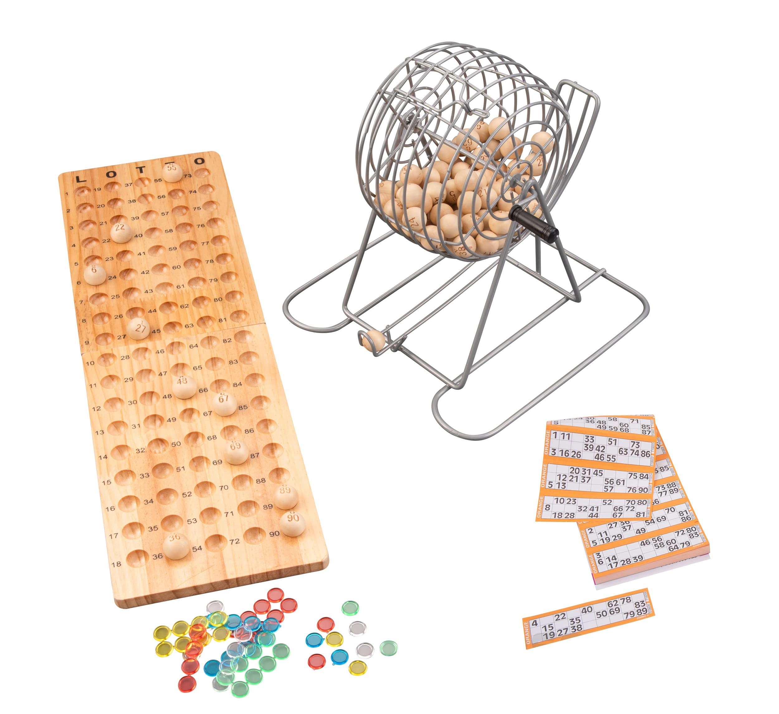 Engelhart Bingo Game - Metal Basket Wooden Board 90 Balls
