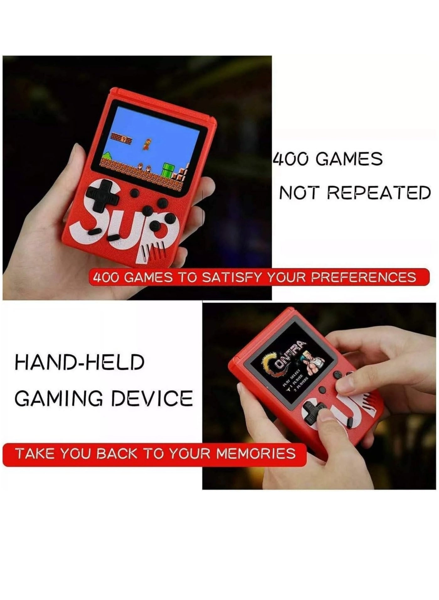 Handheld Game Console - 400 Built-in Games 3-Inch Color Screen Rechargeable Battery