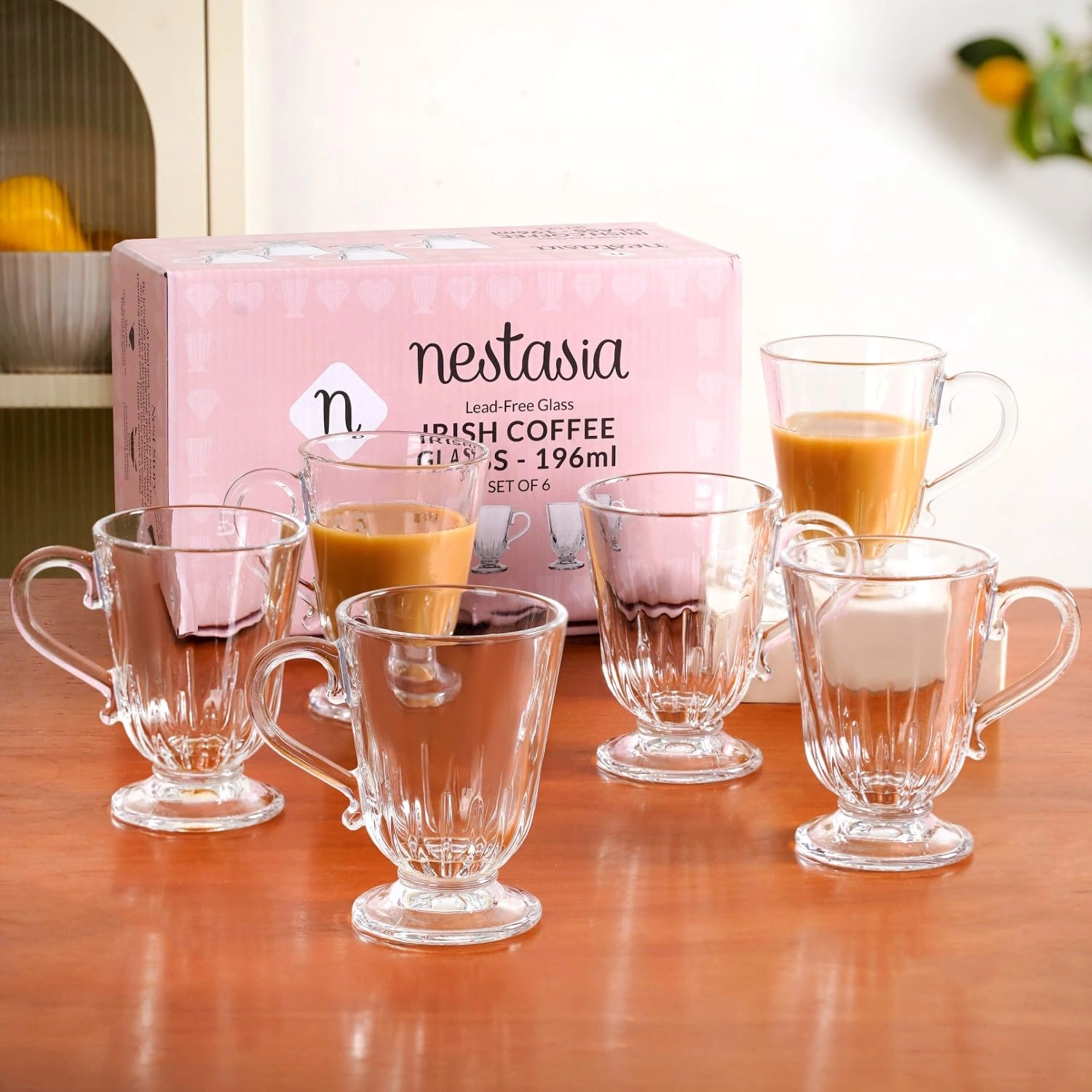 New Leaf Retail Technologies Private Limited Ribbed Glass Mug - 6 pcs - 196 ml