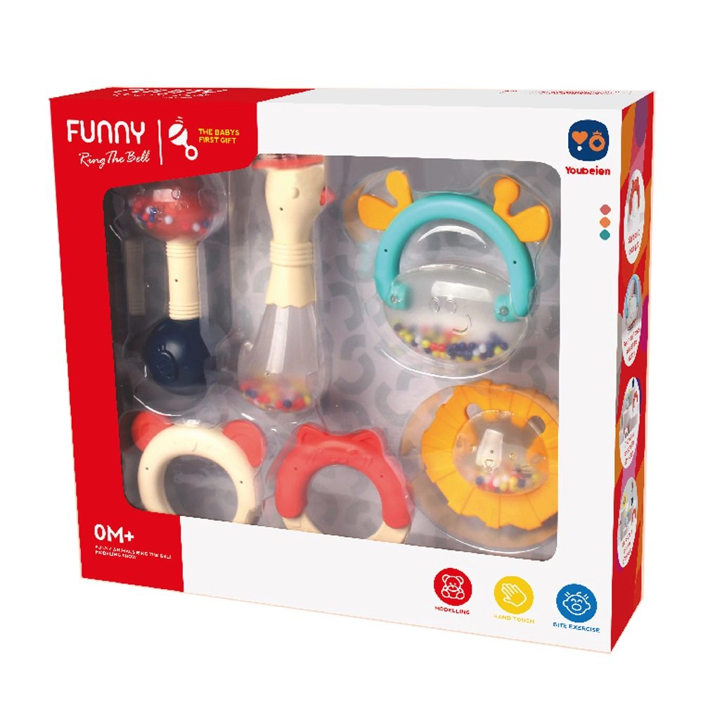 Boiled Animal Rattle - 1+ plastic 6 pieces