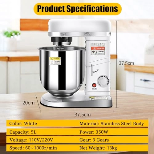 Professional Stand Mixer - 7L 350W/500W/500W