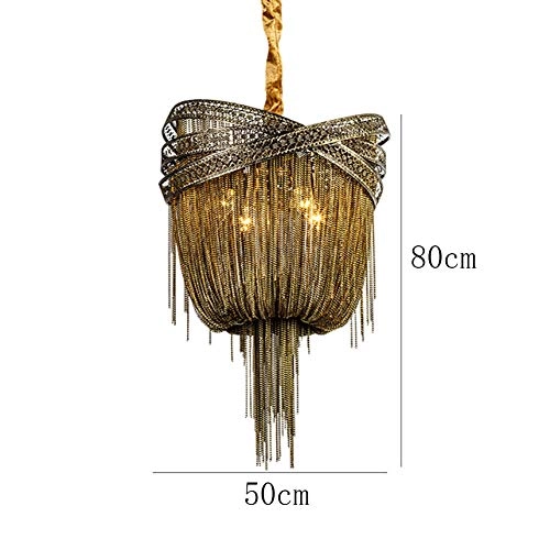 E14 Nordic Art Tassel Chandelier - Cyan bronze 50*80cm