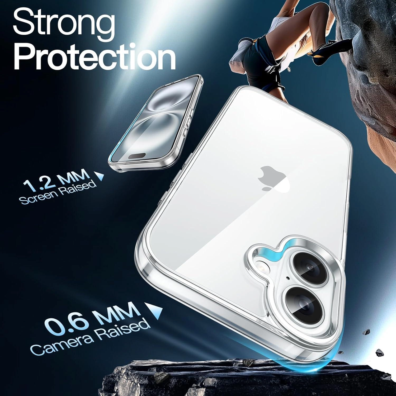 iPhone 16 Plus Phone Case - transparent lightweight + Screen Protector - Tempered Glass + Lens Protector - HD clarity for iPhone 16 Plus