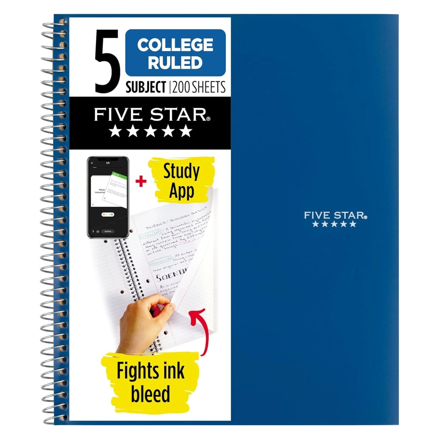 5 Star College Ruled Notebook - Lined 200 Sheets