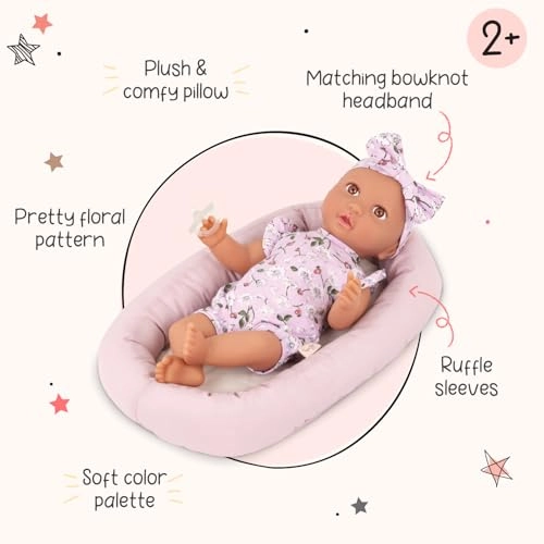 Baby Doll - 14-Inch Brown Eyes + Floor Pillow Set - Plush Ages 2+