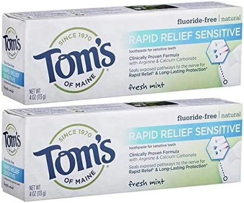 Tom's of Maine Natural Rapid Relief Sensitive Toothpaste - Fresh Mint 4 Ounce 2-Pack