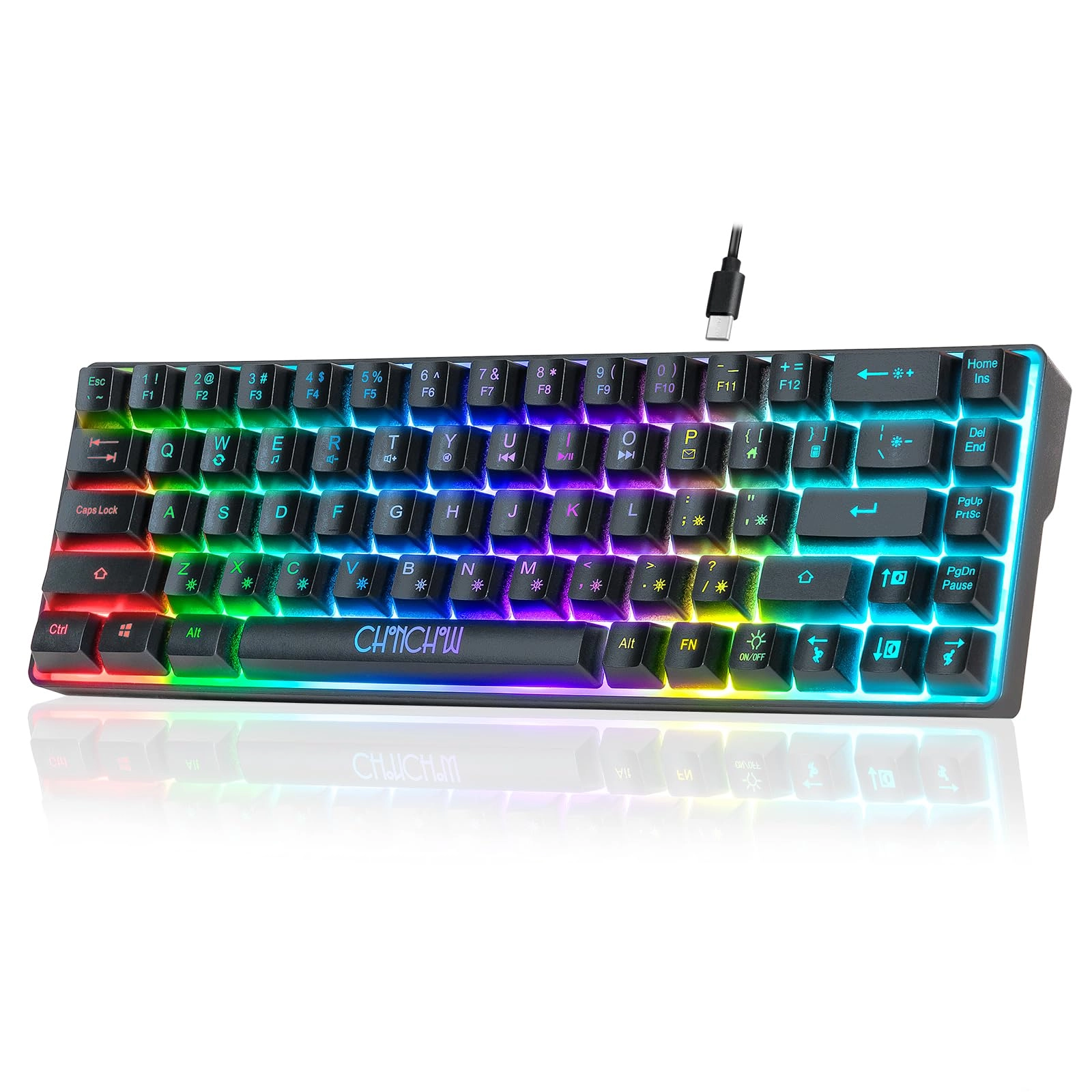 CHONCHOW 60% Gaming LED Keyboard - 60% Compact Wired