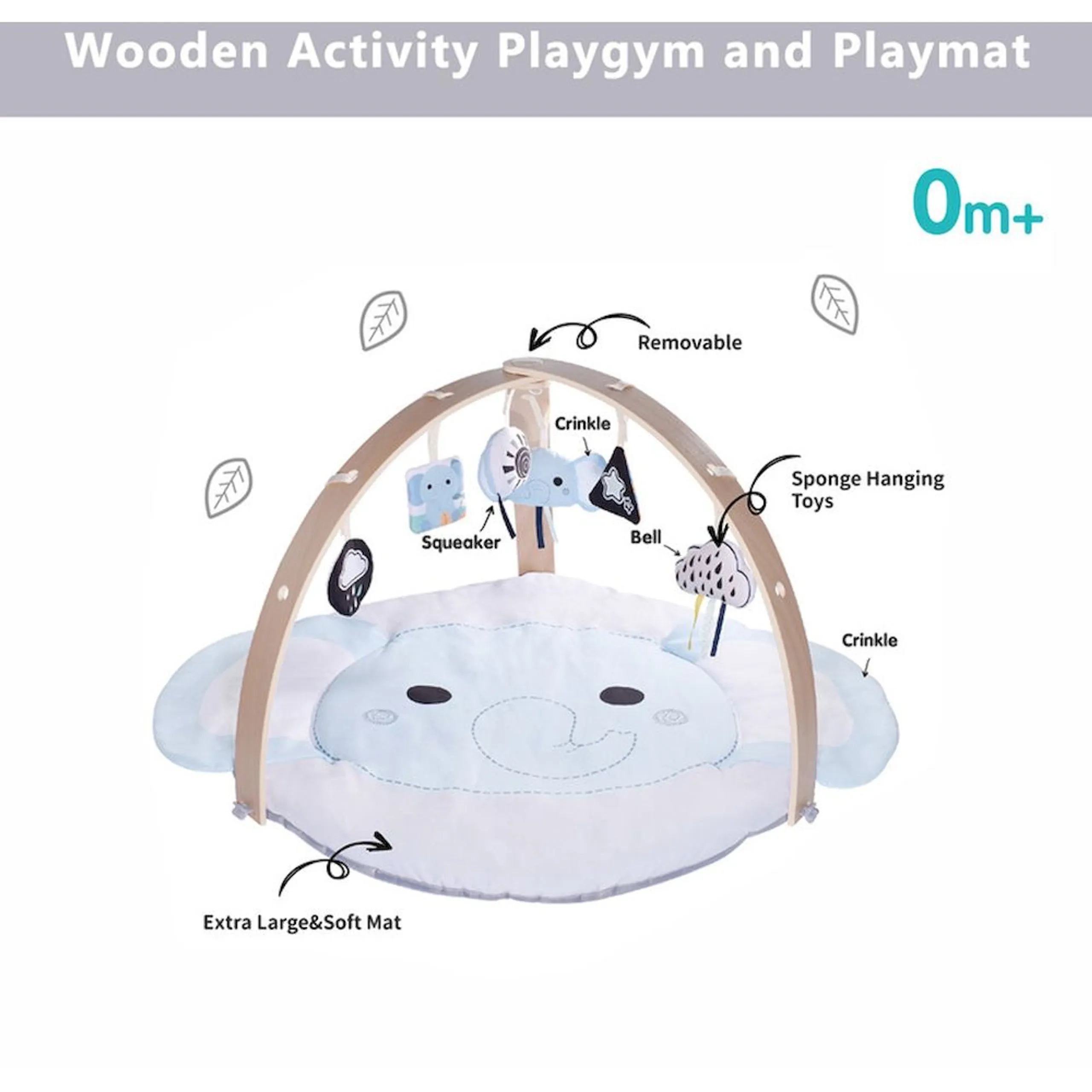 Nyra Wooden Activity Play Gym - Elephant 0 month