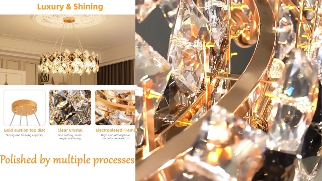 Round Crystal Chandelier - 6000K 4000K 3000K
