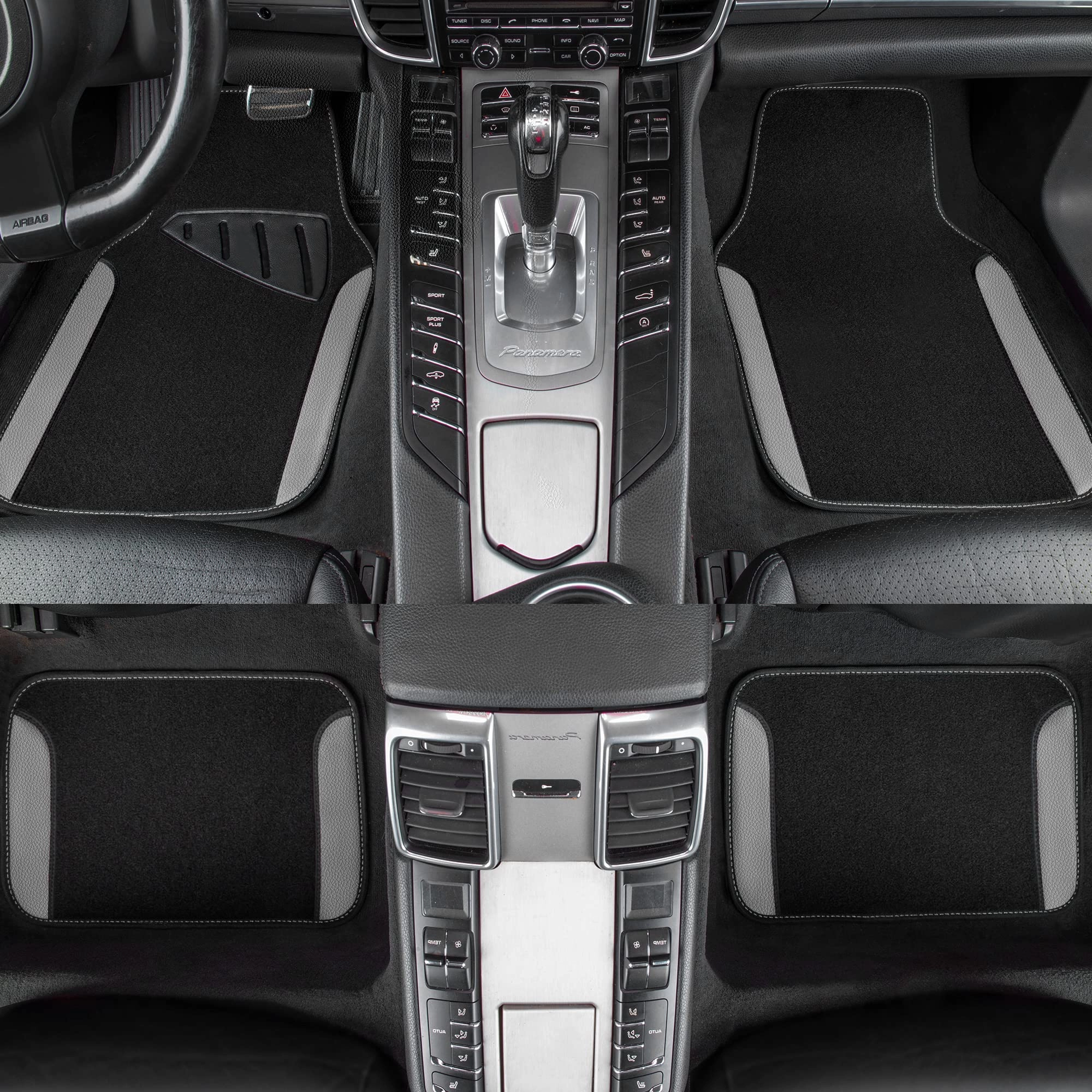 Universal Fit Car Floor Mats - Set of 4pcs Black and Burgundy