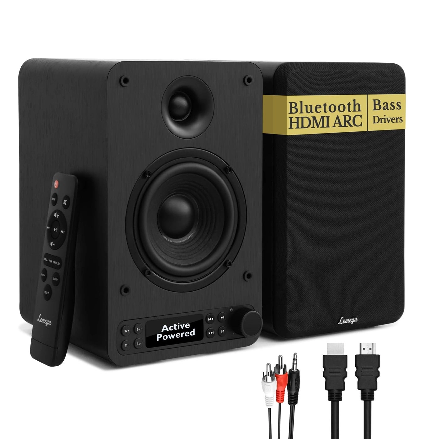 LEMEGA Active Bookshelf Speakers - 40W RMS
