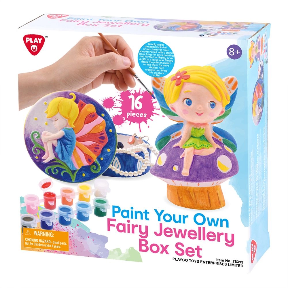 Play&Go Paint Your Own Fairy Jewellery Box Craft Set - 16 Pcs