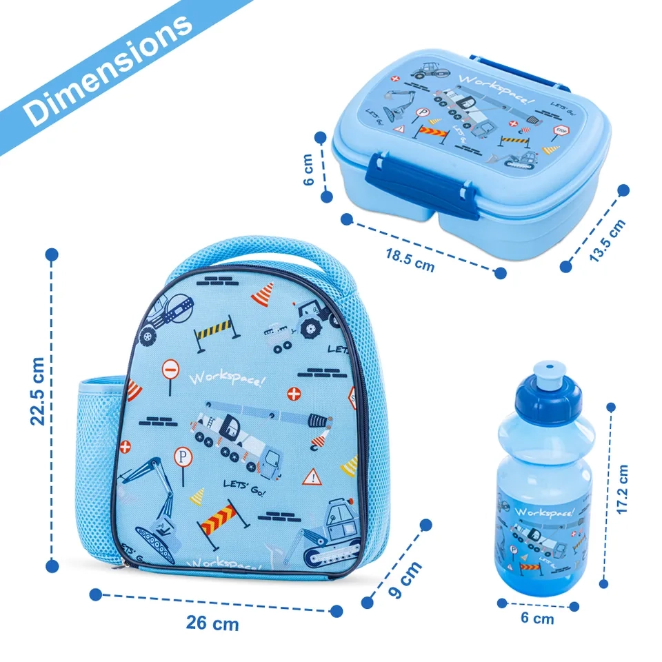 Lunch Bag - Dinosaurs + Lunch Box - 750 ml + Water Bottle - 450ml