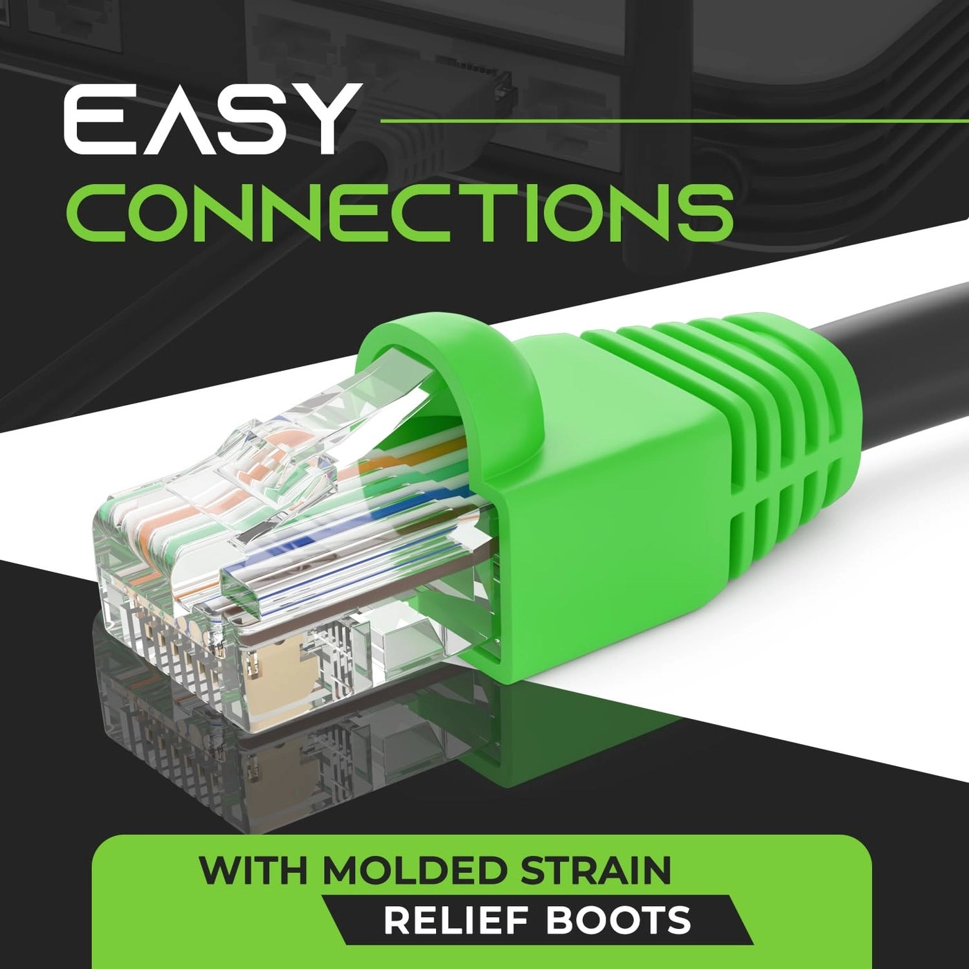 RJ45 Cat-6 Ethernet Patch Cable - 500ft + RJ45 connector + protective boot