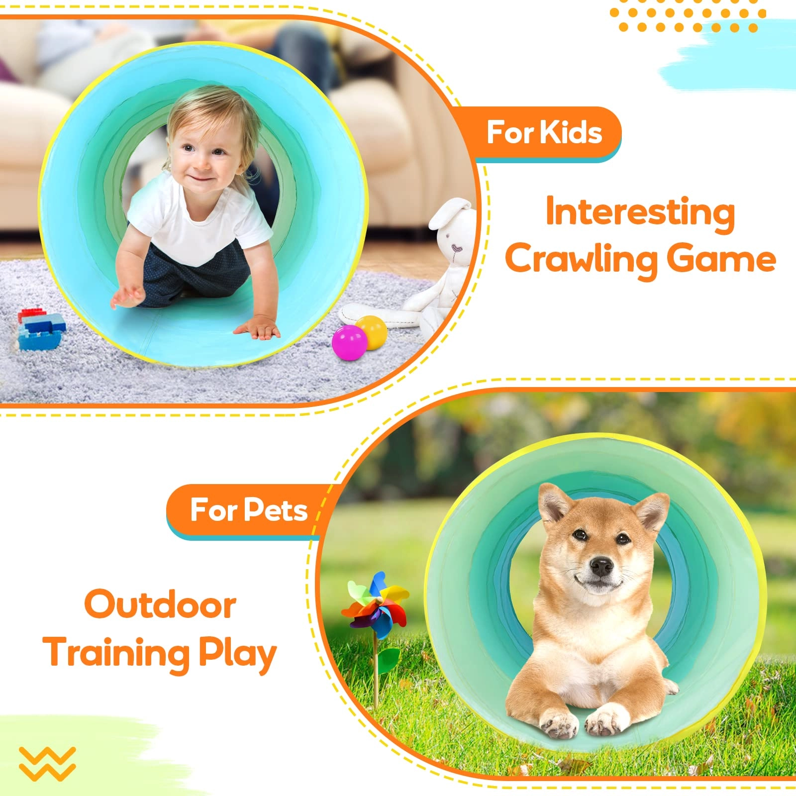 Kids Play Tunnel - Colorful Pop Up Rainbow