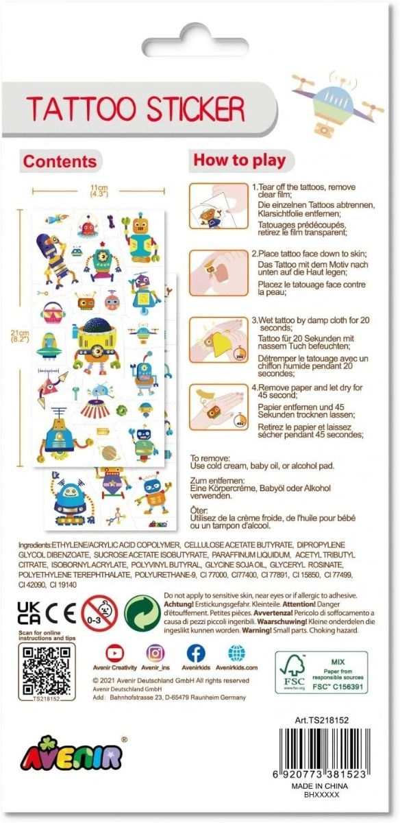 Robot Sticker Book Tattoos 50 pcs