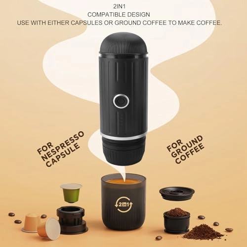 Portable Travel Coffee Maker - 80ml capsules and coffee powder