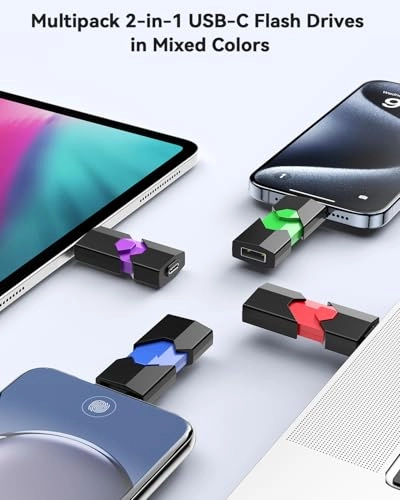 USB C Flash Drive - USB 2.0 Type-A + Type-C 128GB Pack