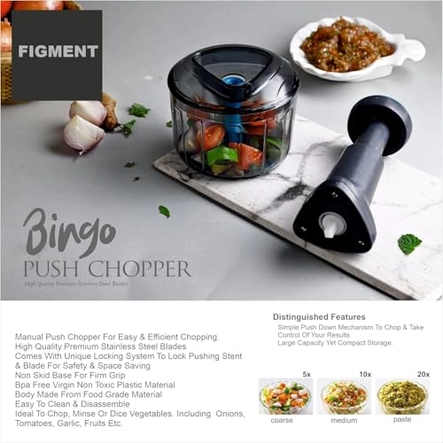 Hand Press Push Chopper - 1 Liters 4 Blades