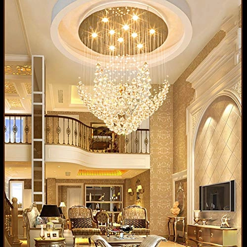 Living Room Round Crystal Chandelier - White Light Warm Light