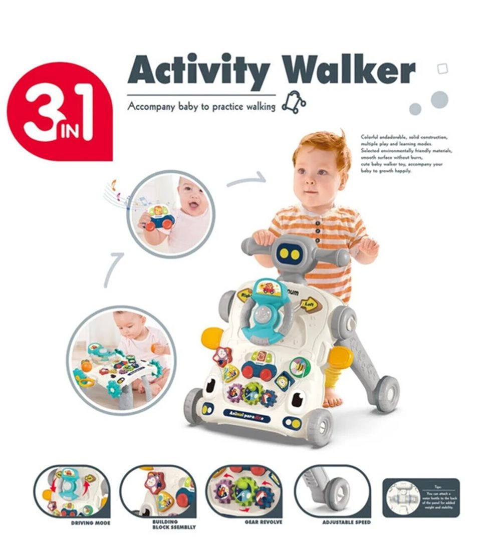 3-in-1 Baby Walker - Musical Keyboard Learning Table Mode