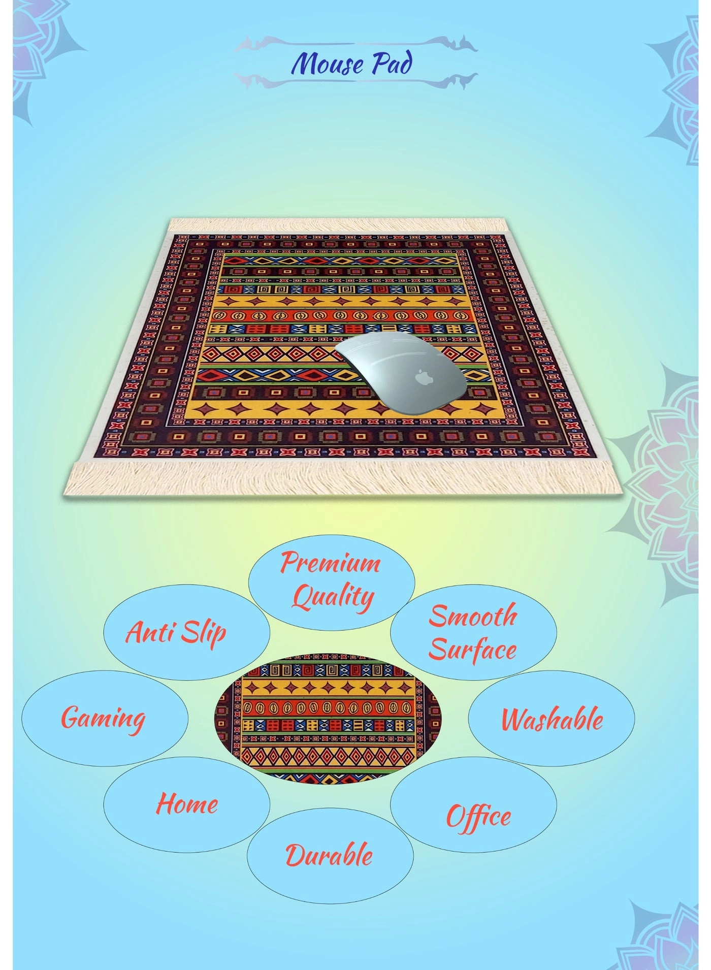 Classic Persian Carpet Fabric Gaming Mouse Pad